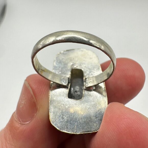 12x24mm Rectangle shaped Cabochon Labradorite in Sterling Silver Ring! - Picture 5 of 12